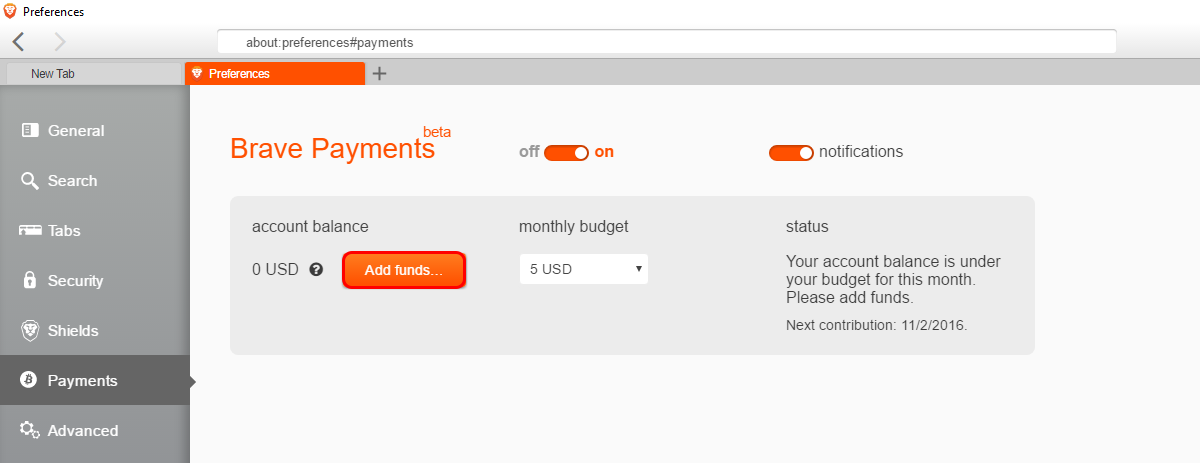 brave browser now crypto wallet